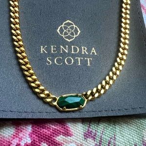 Kendra Scott Fern 18k gold vermeil curb chain necklace 💚 Malachite 💚